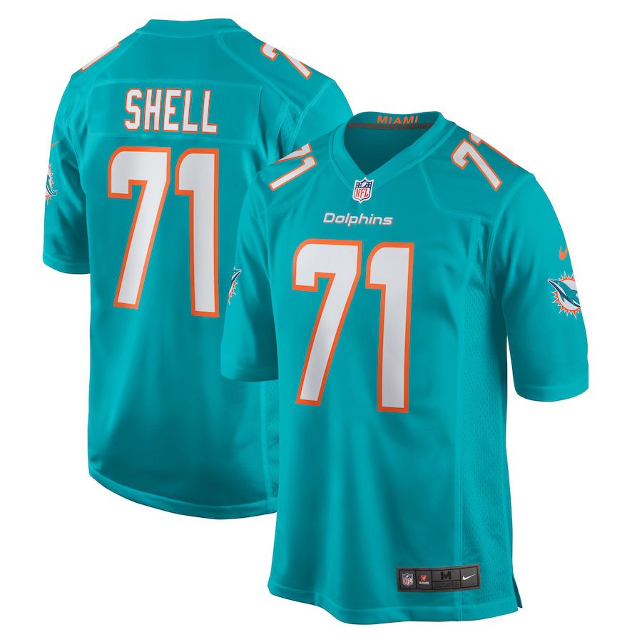 Men Miami Dolphins 71 Brandon Shell Nike Aqua Home Game Player NFL Jersey